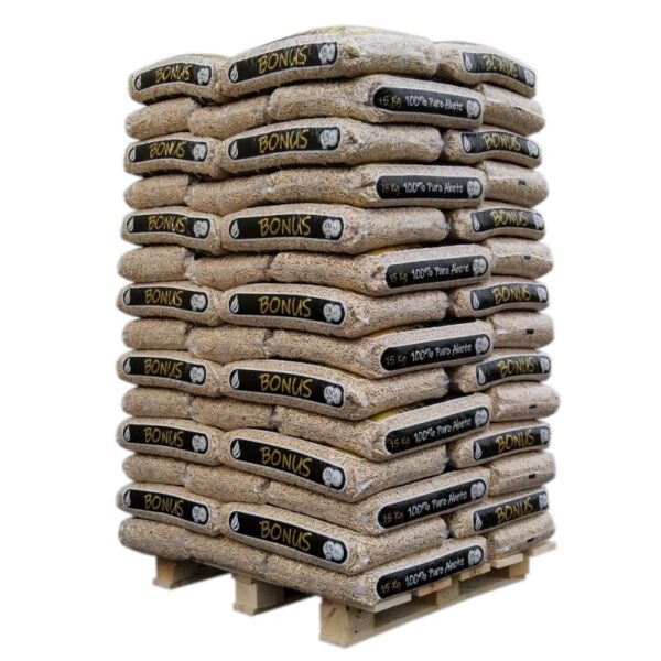 HOLZGRANULAT  BONUS – PALETTE MIT 70 SÄCKEN À 15 KG
