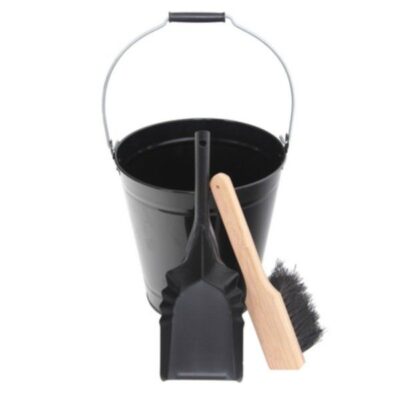 Kaminpflegeset: Eimer, Schaufel und schwarzer Besen – LE MARQUIER