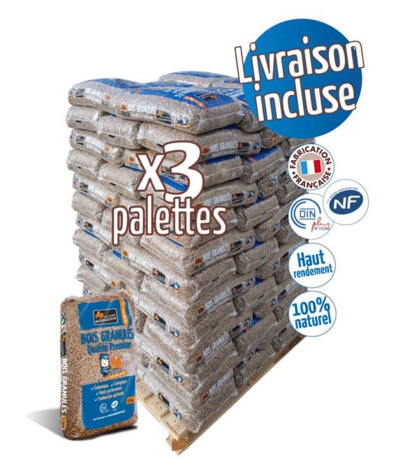 Holzpellets - 3 Paletten mit 66 Säcken à 15 kg - WOODSTOCK